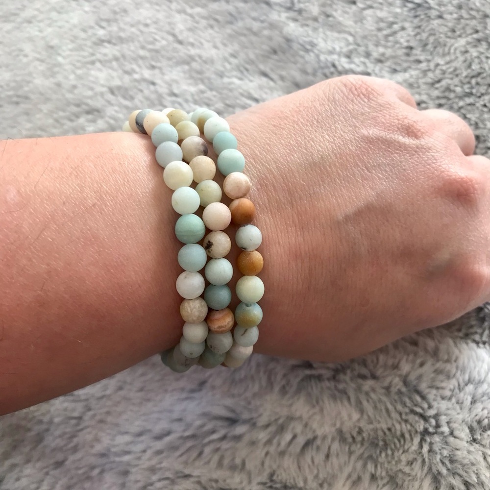 Matte Caribbean Calcite Bracelet Set